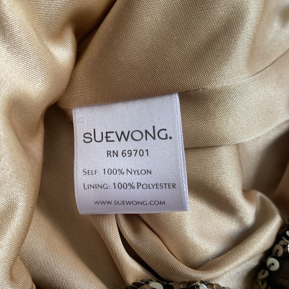 Sue Wong Nocturne Vintage Black ad Nude/ Cream Beaded Sequin Cocktail Dress Sz 8 - Picture 8 of 13